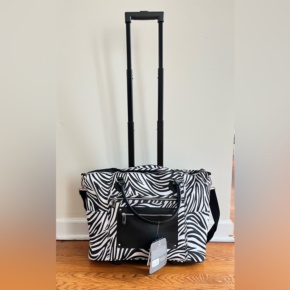 Calpak Zebra Print Travel Bag with Black Accents